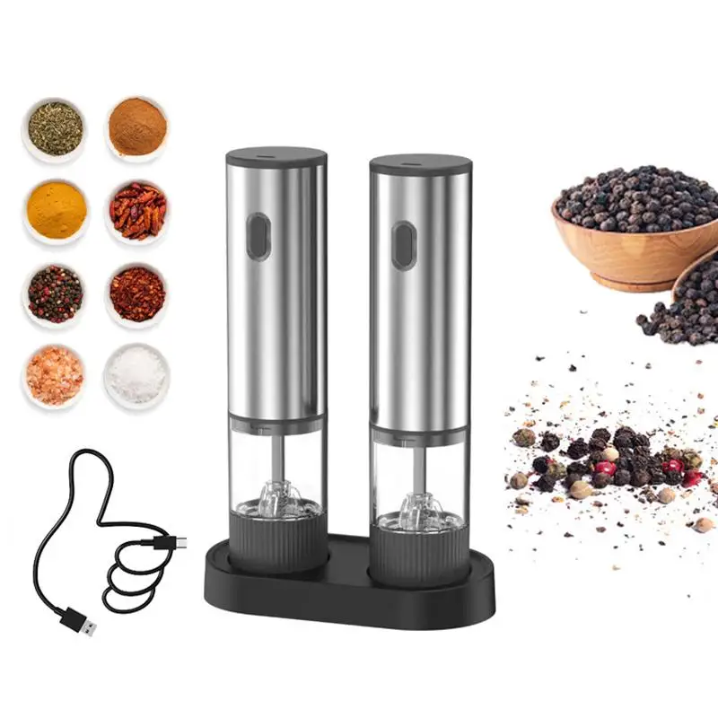 Electric Salt And Pepper Grinder Automatic Rechargeable Pepper Mill Shakers External Adjustable Coarseness Kitchen Appliances