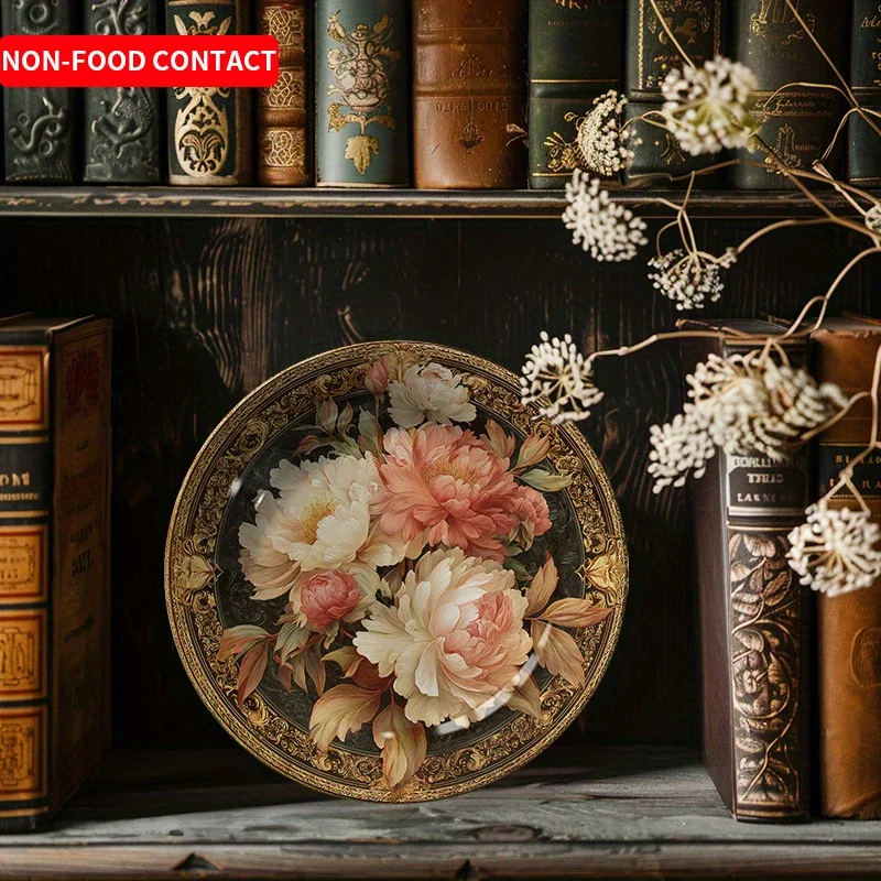1pc Ornate Hand-Painted Floral Ceramic Decorative Plate - Round Wall-Mountable or Table Plate Suitable for Home, Weddings,