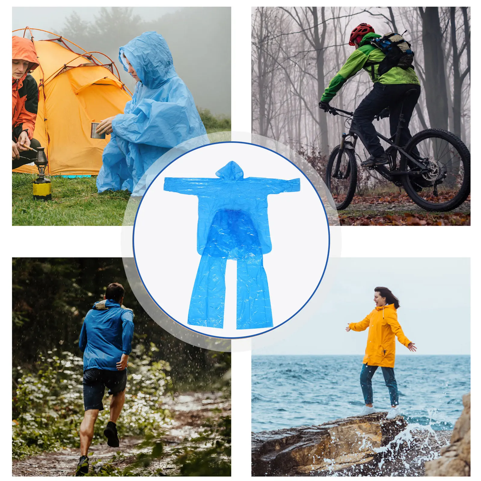 3Sets Disposable Rain Poncho Clear Rain Suits Hooded Travel Rainwear Raincoat Pants Men Women Waterproof Lightweight