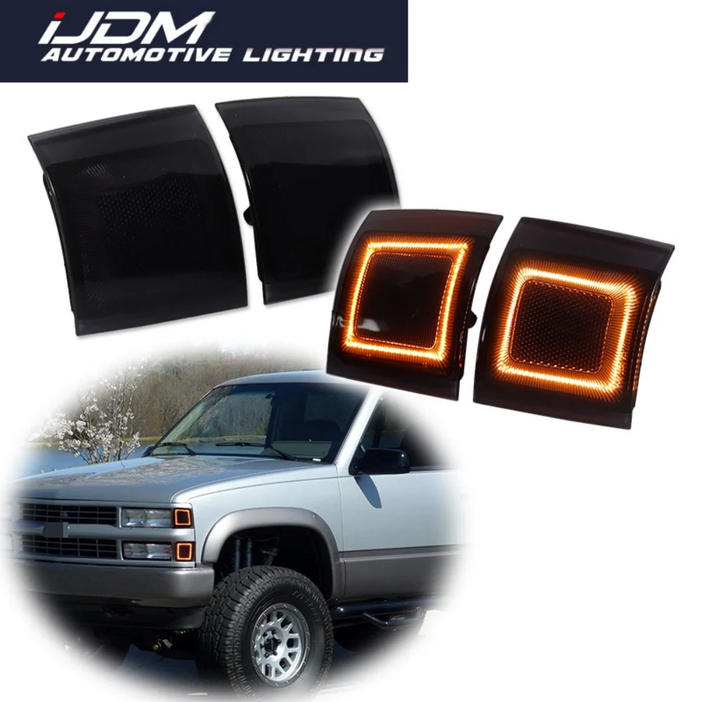 

For Chevrolet C1500 C2500 C3500 K1500 K2500 K3500 Suburban Blazer Tahoe LED Front Lower & Upper Side Marker Turn Signal Lights