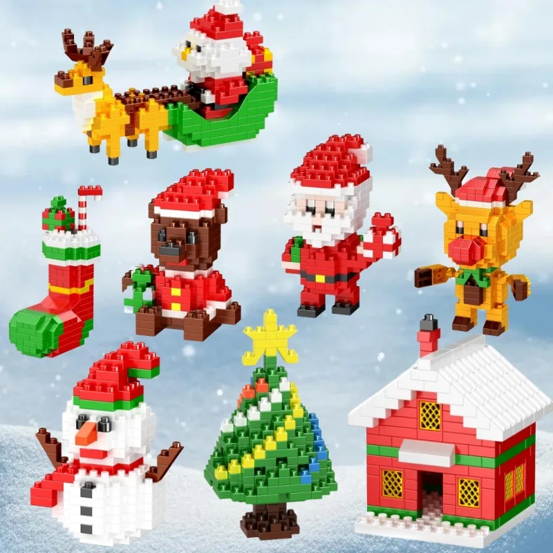 Regali di natale serie Micro Building Block babbo natale renna Puzzle assemblaggio mattoni decorazione della tavola giocattoli educativi per bambini