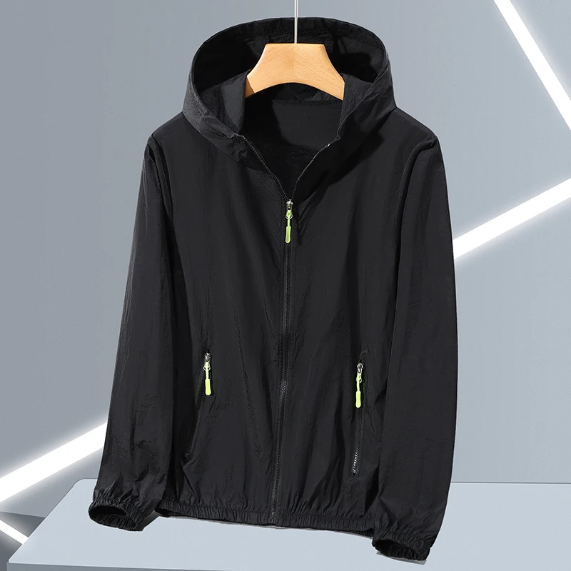 

Summer Thin Ice Silk Sun Protection Jacket for Men Fashion Hooded Sports Uv Protection Skin Clothing Breathable Couple Outwear