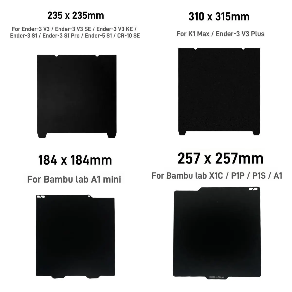 Piastra di costruzione in resina epossidica-235x235mm/310*315mm per Creality K1 Max_Ender-3 V3/Plus 184*184 / 257*257 per Bambu Lab A1/ X1C/P1S/P1P