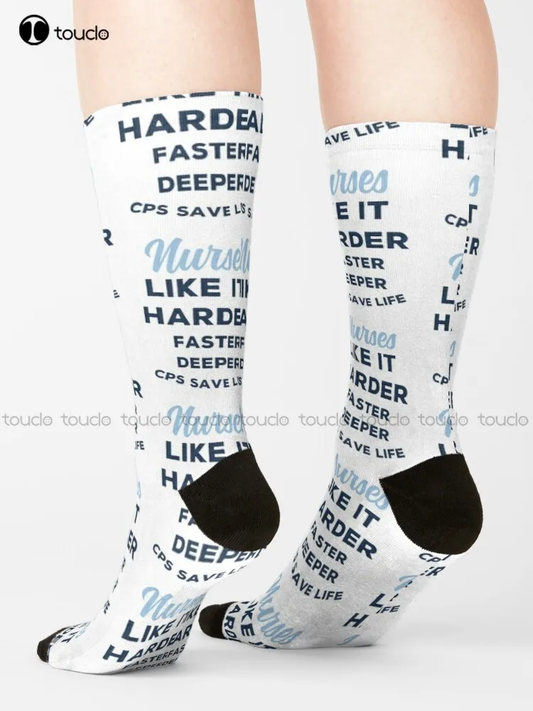 Nurses Like It Harder Faster Deeper Socks Mens Athletic Socks Street Skateboard Socks Christmas New Year Gift Unisex Adult