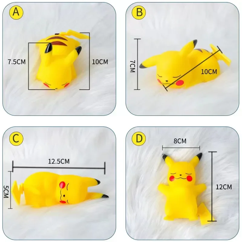 10PCS Set Pokemon Night Light Glowing Pikachu Gengar Charizard Psyduck Squirtle Cute Kawaii Soft Animal Bedside Lamp Kid Gifts