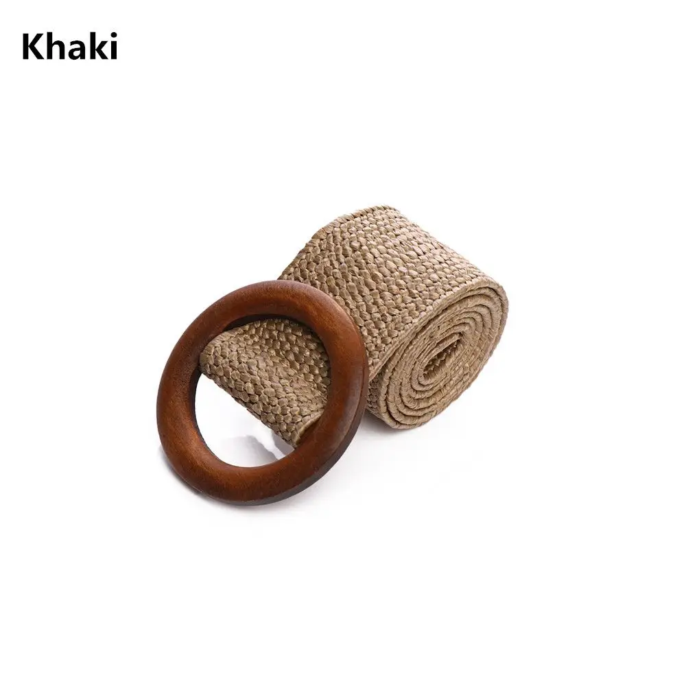 Casual PP Straw Wide Dress Belt Shirt Belly  Elastic Waist Chain Straw Belt Body Jewelry