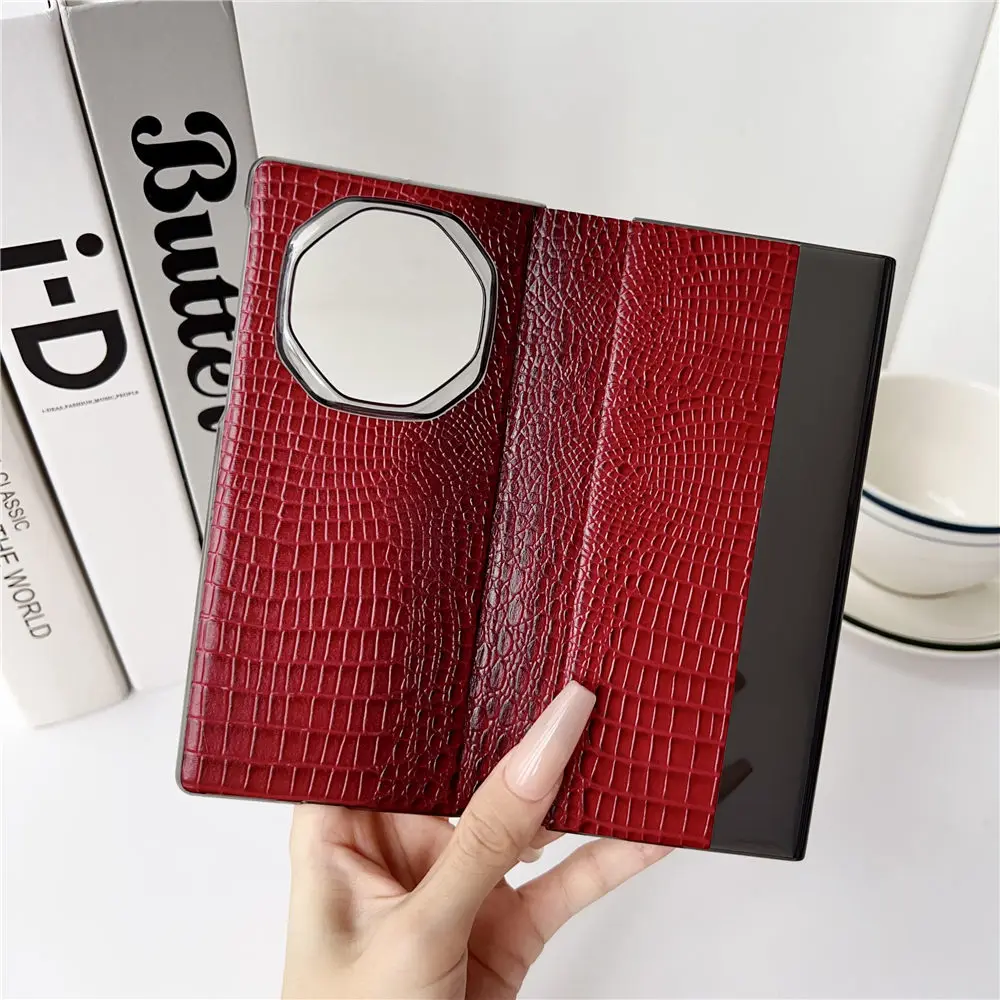 

Чехол-книжка из натуральной яловой кожи крокодила для Huawei Mate XT, чехол с видом на окно