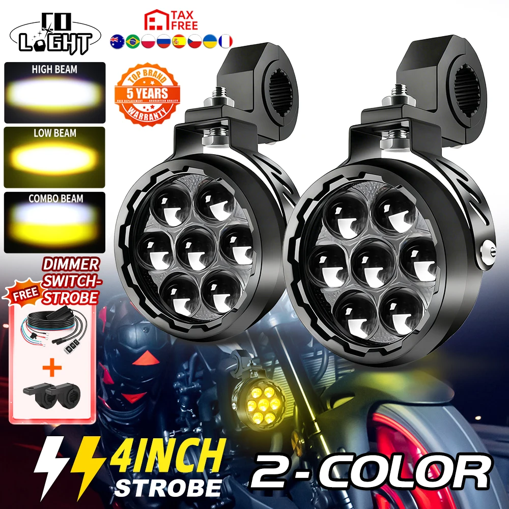 CO LIGHT Più Nuovo Moto Esterno Led Faretto Faro Bianco/Ambra Dimmer Interruttore Stroboscopico Lampada Ausiliaria Per BMW R1200GS R125