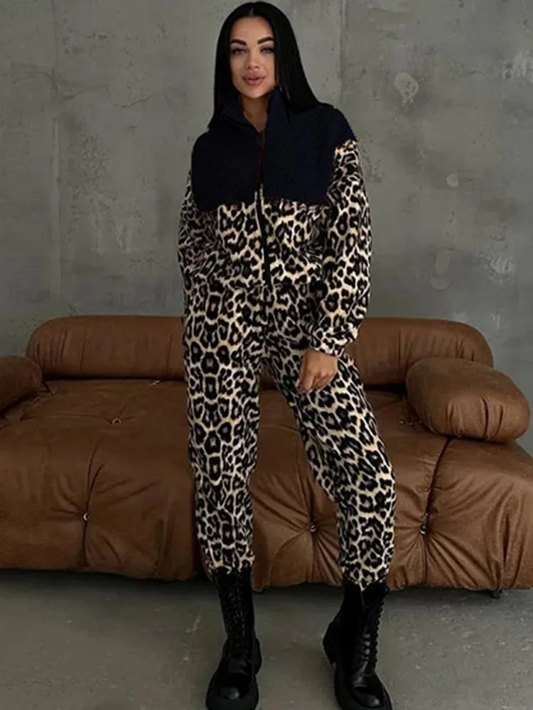 2 Piece Women Sets 2025 New Arrival Aummer Spring Matching Sets Leopard Print Long Sleeve Top Pants Suits Outfits Clothing