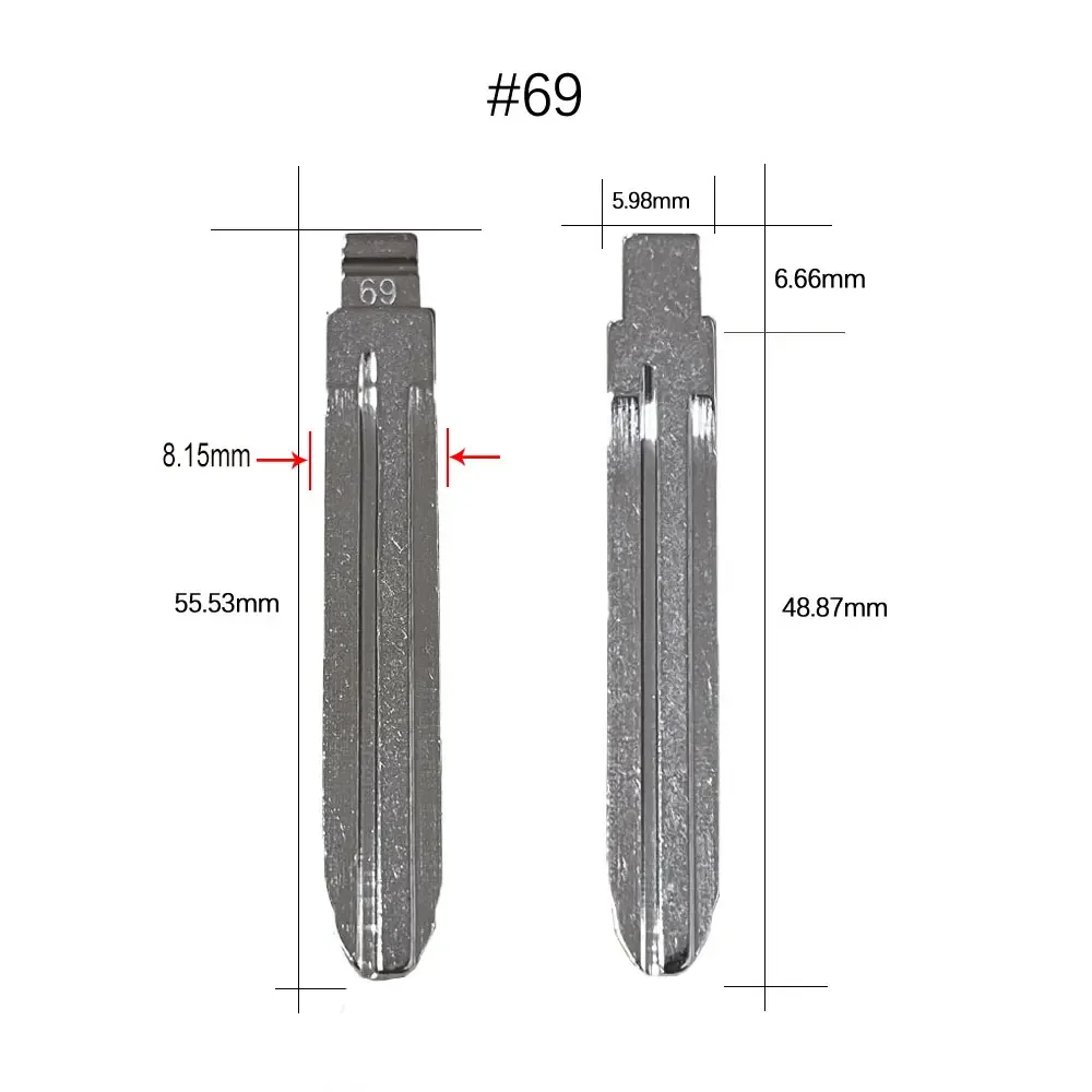 10 stuks ongesneden blanco flip afstandsbediening sleutelblad LISHI # 69 TOY43R Ongesneden afstandsbediening KD VVDI-sleutelblad voor Toyota Chevrolet GM Holden Isuzu