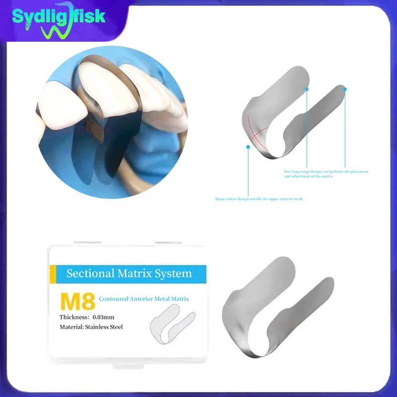 

30Pcs Dental Matrix Contoured Anterior Metal Matrix Bands Sectional Matrix System Twin Anterior Matrices Dentistry Materials