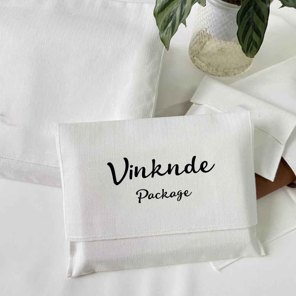 

Custom Logo Canvas Dust Bag Covers Soft White Black Cotton Purse Envelope Shape Packaging Gift Sack Jewelry Cosmetic Flap Pouch