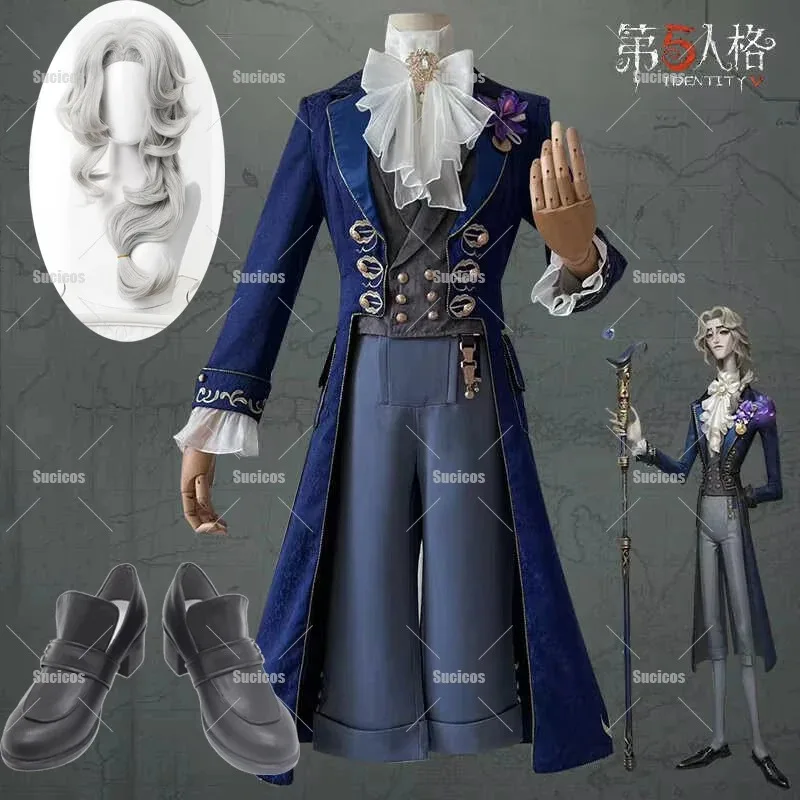 

Identity V Alva Lorenz Hermit Cosplay Costume Wig Graduation Ceremony Gentlemen QiZhen Fashion Suit Uniform Halloween Shoes Prop
