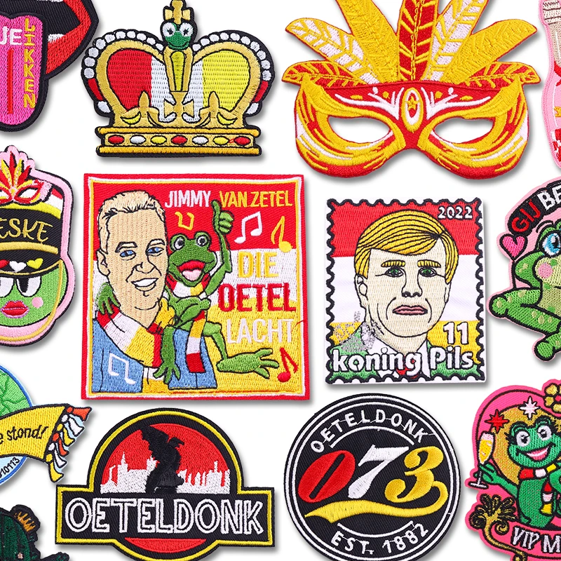 Niederlande Oeteldonk Emblem Patch Voll bestickt Nähen Abzeichen Patch Karneval für Niederlande für Kleidung Eisen auf Patches DIY