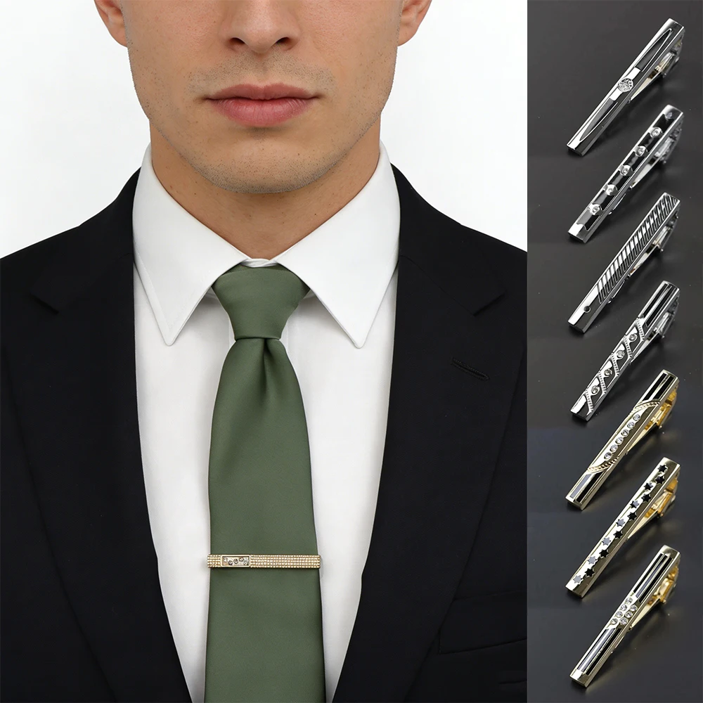 جديد الرجال المعادن 6 سنتيمتر الشظية الذهب التعادل كليب حفل زفاف الأعمال التبعي مشرق الكروم مادة الفولاذ المقاوم للصدأ مشبك مجوهرات #1