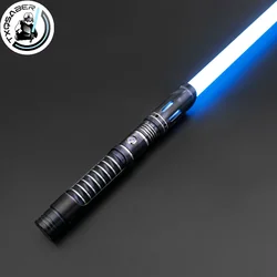 TXQSABER – sabre Laser RGB pour enfants, 12 couleurs de lumière et 16 ensembles de sons, poignée en métal, lame PC, jouets de noël