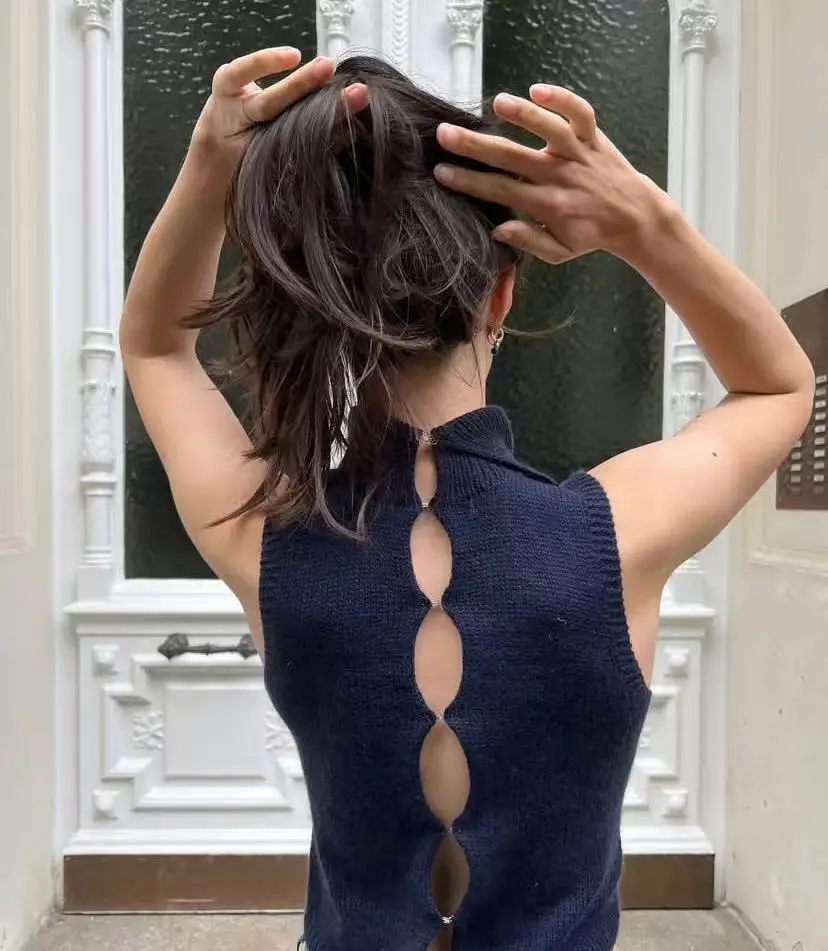 Women's summer pure desire style hollow out careful machine transparent sleeveless vest fashionable and versatile