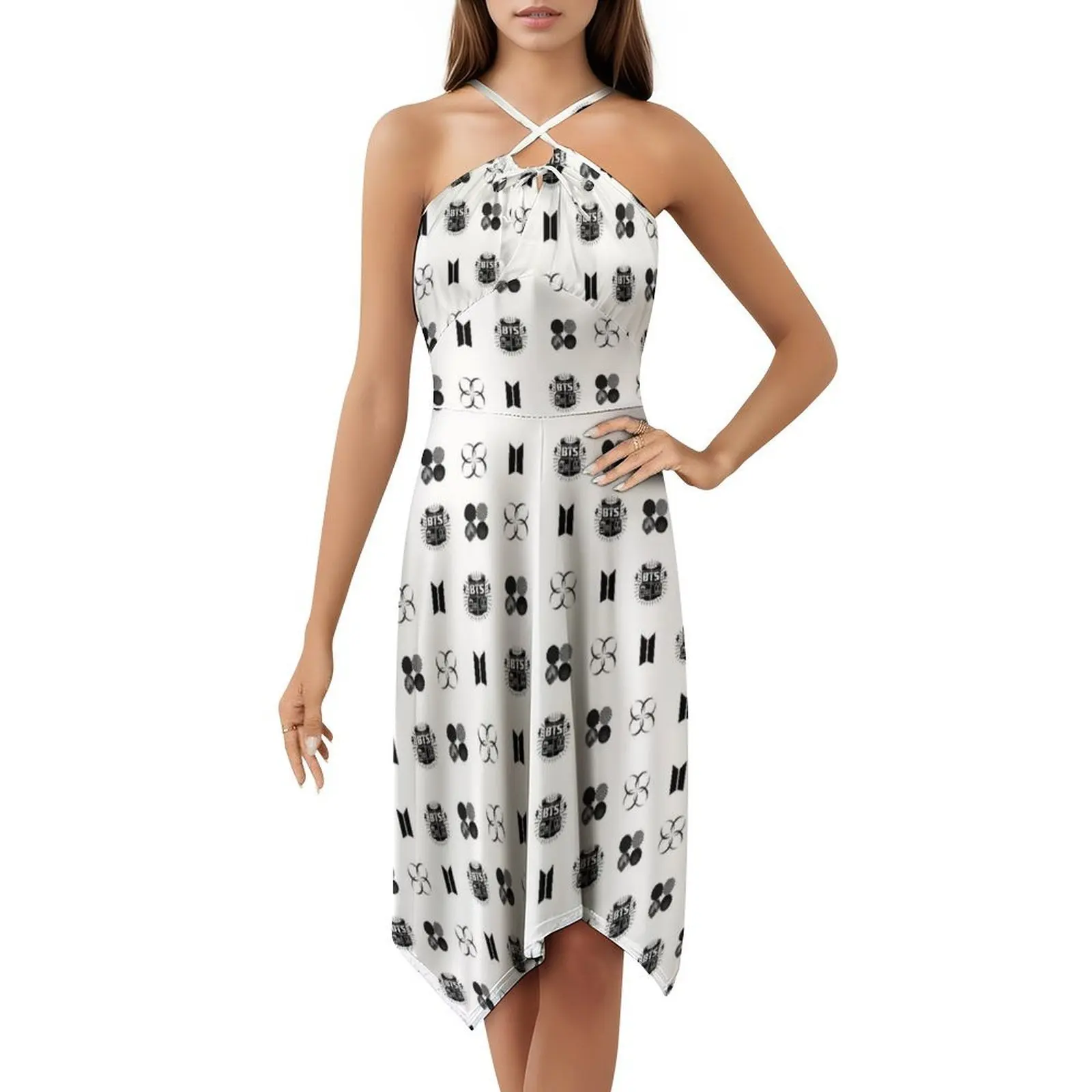 شعارات بوهو فستان أنيق أنيق على الشاطئ لحفلات الزفاف فستان Kpop Boy Band Rm Rap Monster Jhope فساتين نسائية