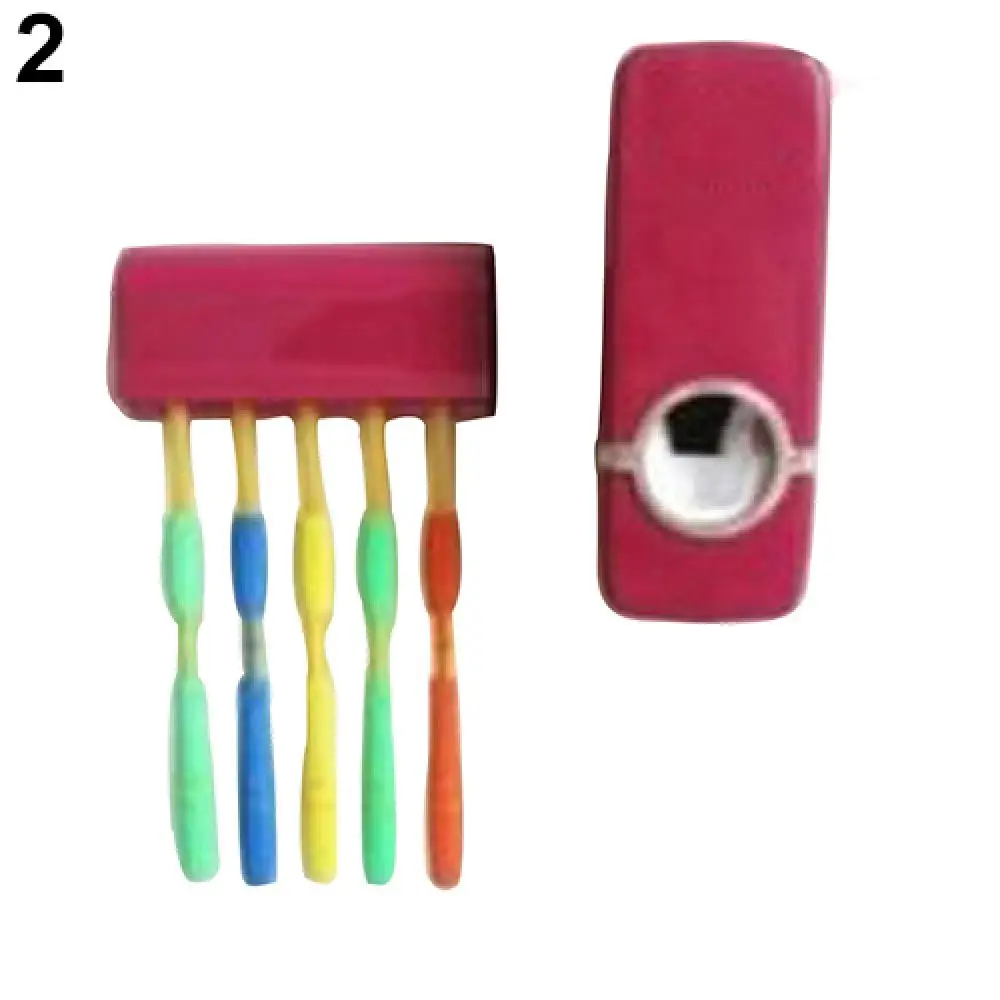 Toothbrush Stand Bathroom Wall Mount Rack Automatic Toothpaste Dispenser Brush Holder