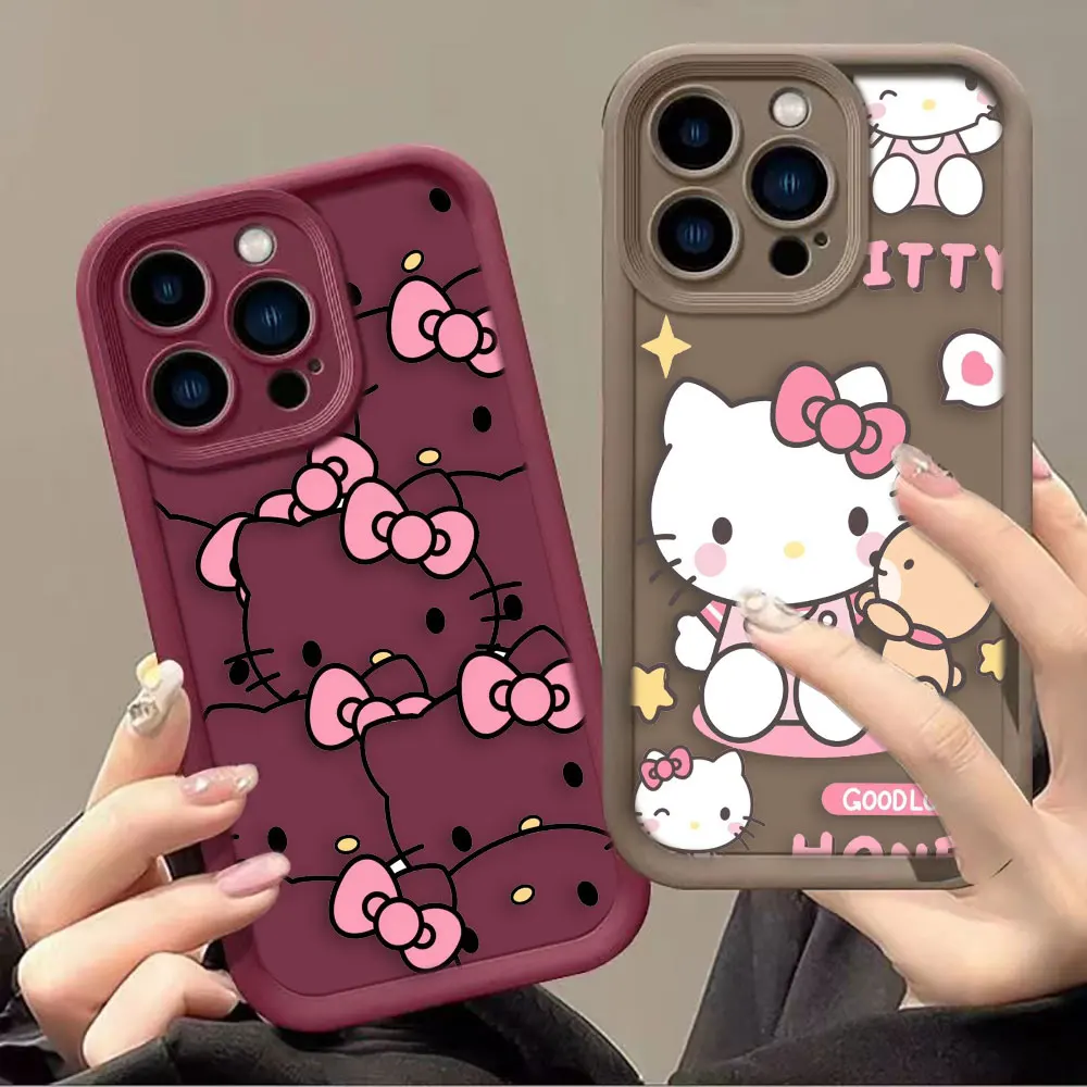 Anime Cute Cat Hello Kitty Case For Realme C12 C20 C21 C21Y C30 C31 C33 C35 C53 C55 C67 4G 12 11 8 8I 7I 5 3 NARZO 50 Case Funda