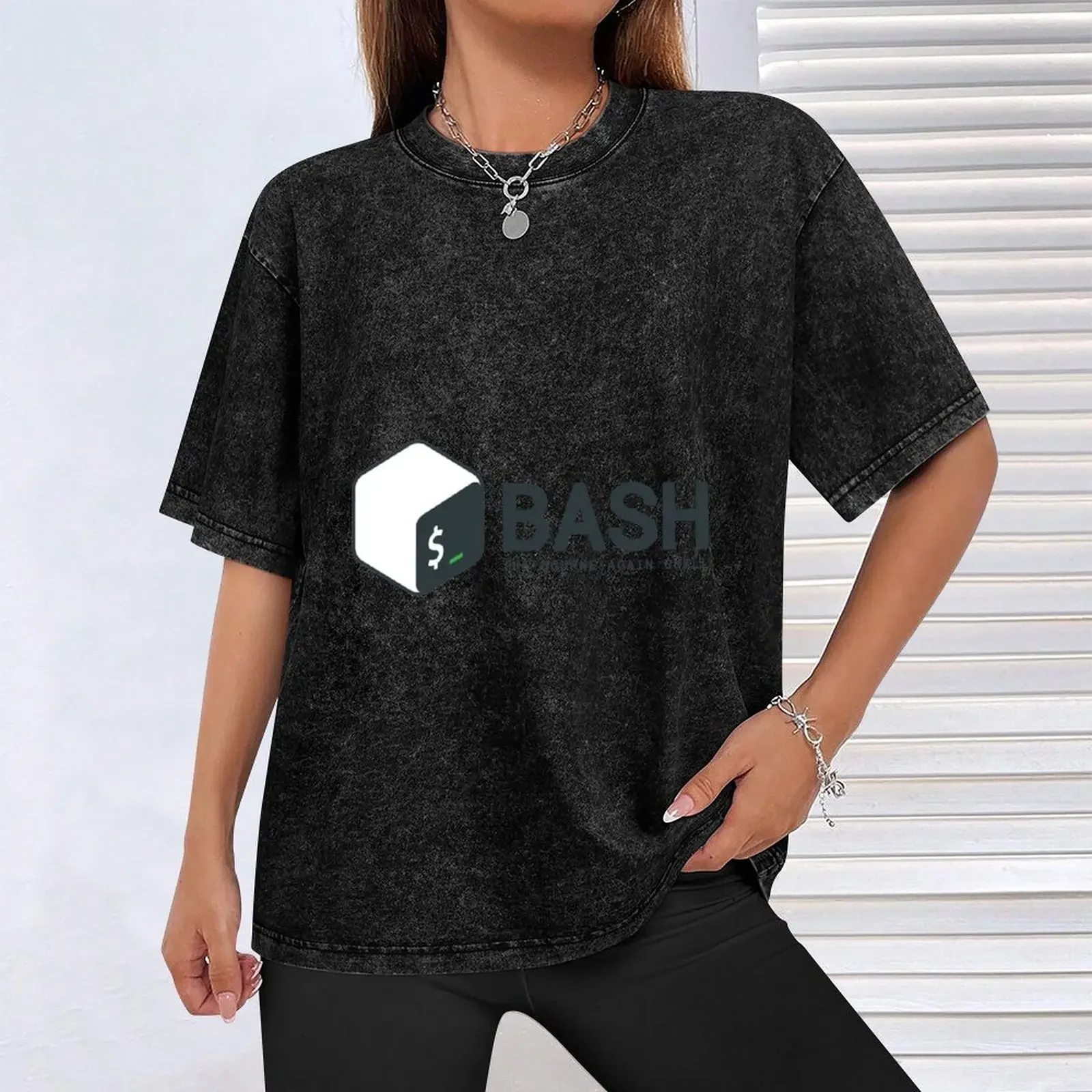 تي شيرت Linux Bash كبير الحجم مع شخصيات الرسوم المتحركة الرسومية للرجال برسومات تي شيرت