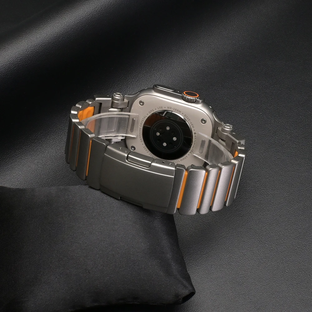 حزام ساعة مطاطي من التيتانيوم لساعة أبل الترا 3 باند 49 ملم حزام معدني للرجال لسلسلة Iwatch 11 10 9 8 7 6 5 SE3 44 ملم 45 ملم 46 ملم #5