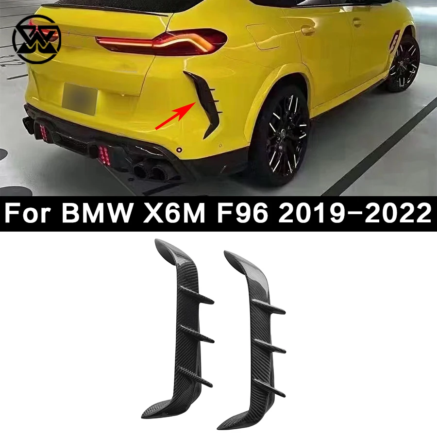 Carbon Fiber Rear Bumper Air Vent Canard Splitter Side Fins Winglet Trim Flaps Apron For BMW X6M F96 2019-2022 Body Kit