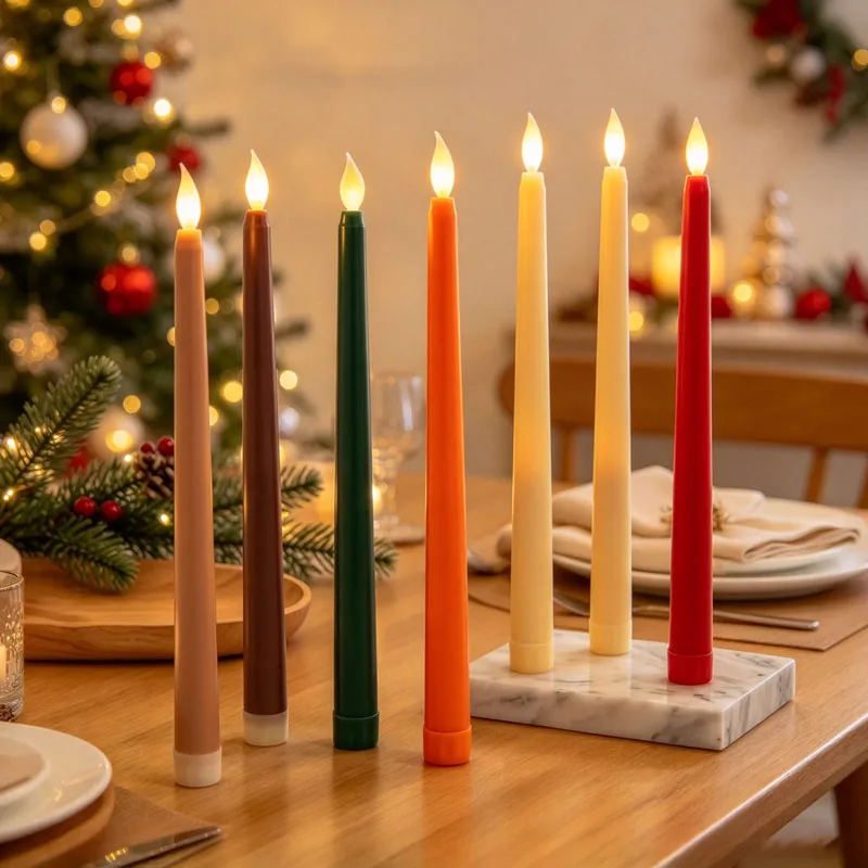 3D LED Long Stick Flameless Candle Christmas Wedding Party Indoor Outdoor Creative Scene Decor Home Garden Cozy Bright Gift