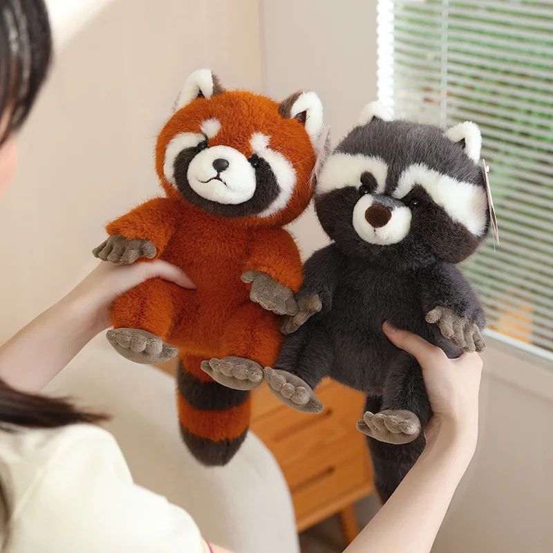 Cute Red Panda & Raccoon Plush Doll Realistic Simulation Stuffed Animal Toy Soft Fluffy Lesser Panda Plushie Zoo Souvenir Gift