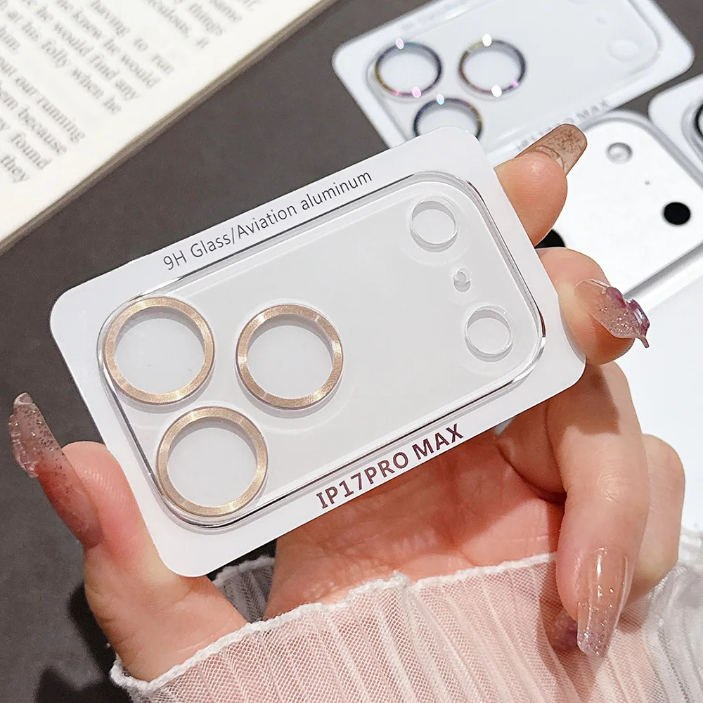 Objektivschutz für iPhone 17, 16, 15, 14, 13, 12 Pro Max Plus, Mini-Kameraobjektiv, Metallring, gehärtetes Glas, Displayschutzfolien, Glasfolie