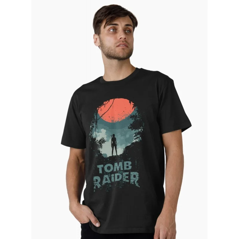 

80s Retro video game Tomb Raider 0401 Lara Croft Gift t shirt for men 100% cotton printed Graphic Clothes All size Tops S-6XL