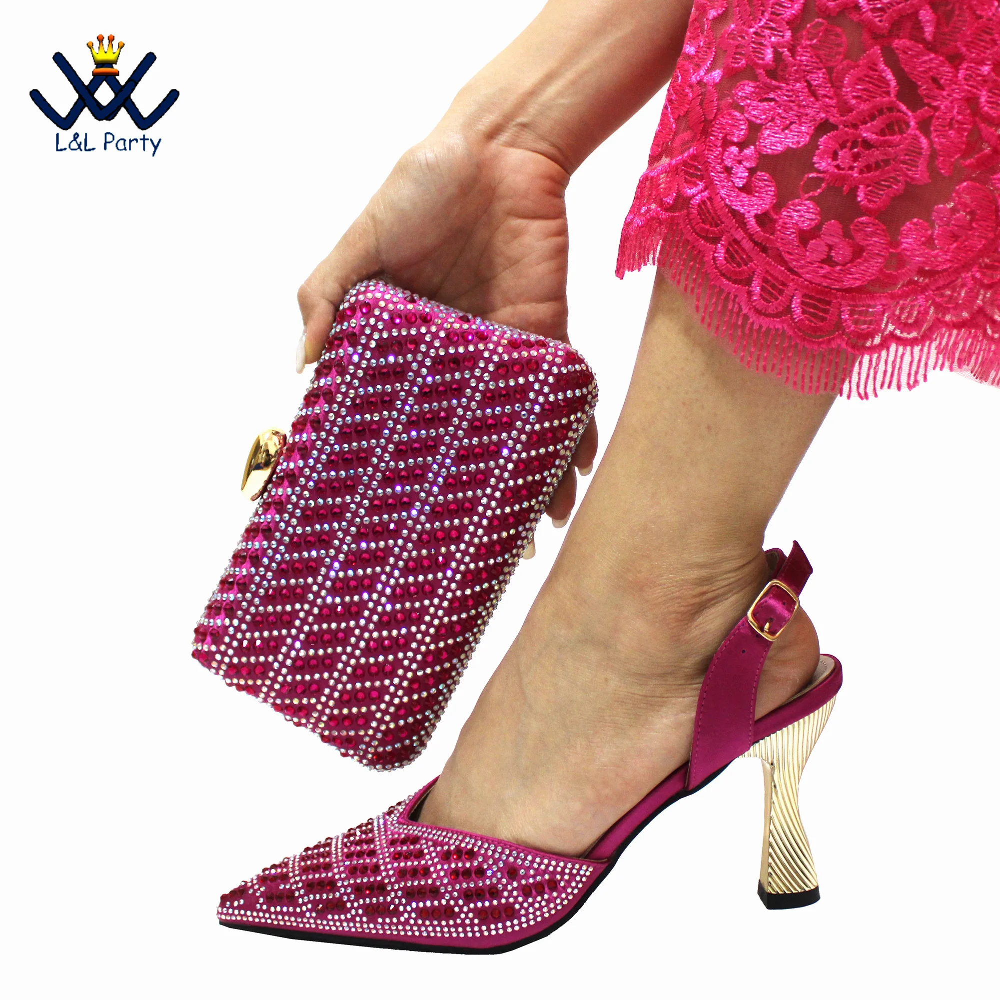 

2024 Special Design Winter Sexy Style Nigerian Women Shoes Matching Bag Super High Heels Sexy Ladies Pumps for Party