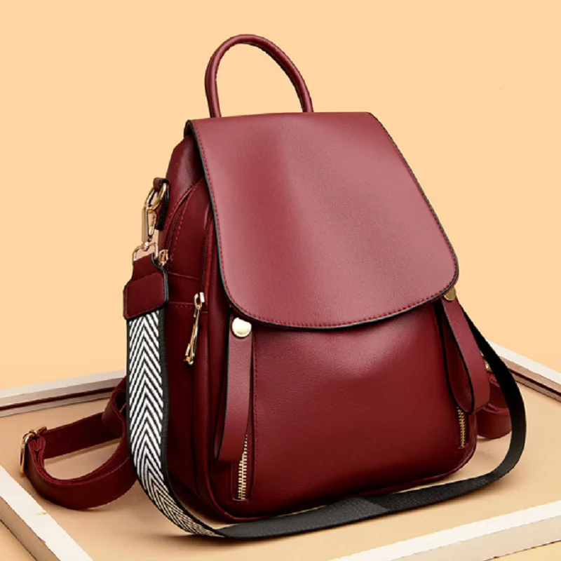 

New Women High Quality Leather Backpack Fashion Luxury Multifunction Travel Backpacks School Bag Large Capacity Shoulder Bags