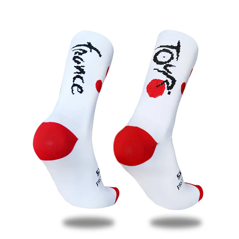 Chaussettes de sport de champion de cyclisme pour hommes et femmes, rayures, colorées, respirantes, compression, vélo, nouveau