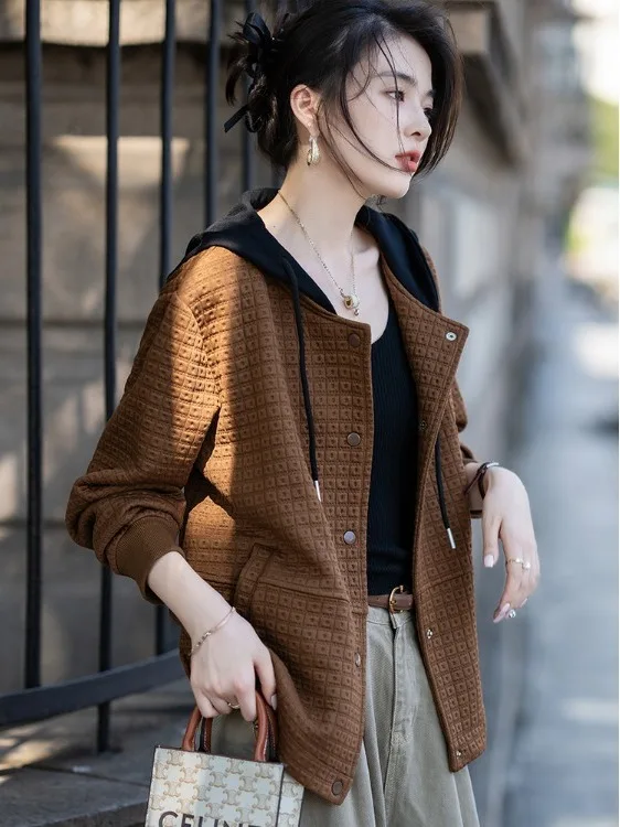 

Faionable ort Coat Jaet Loose Casual Sle Warm Ladies Top for Spring Autumn Seasons Comfortable Breathable Material