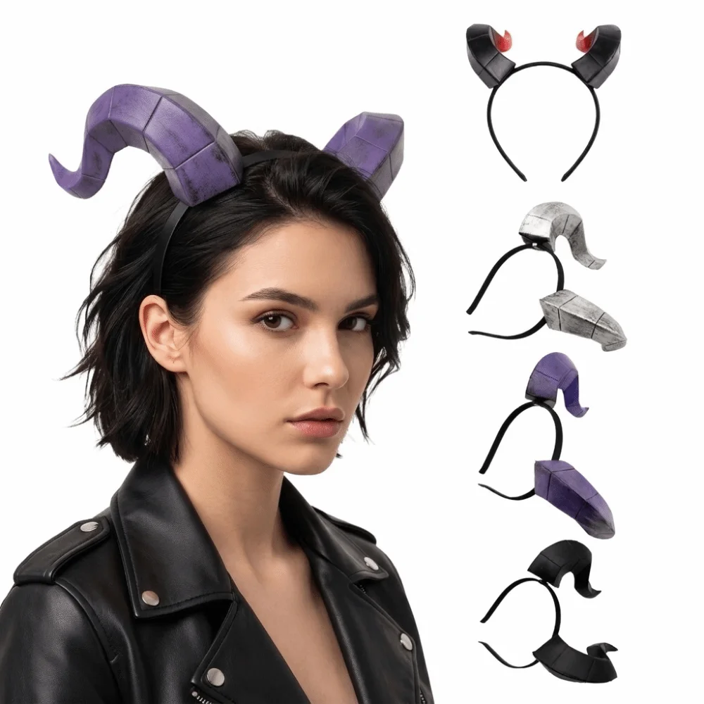 Animal Demon Horns Headwear Dark Style Cosplay Halloween Headband Decorative Gothic Ox Horn Headband Stage Performance