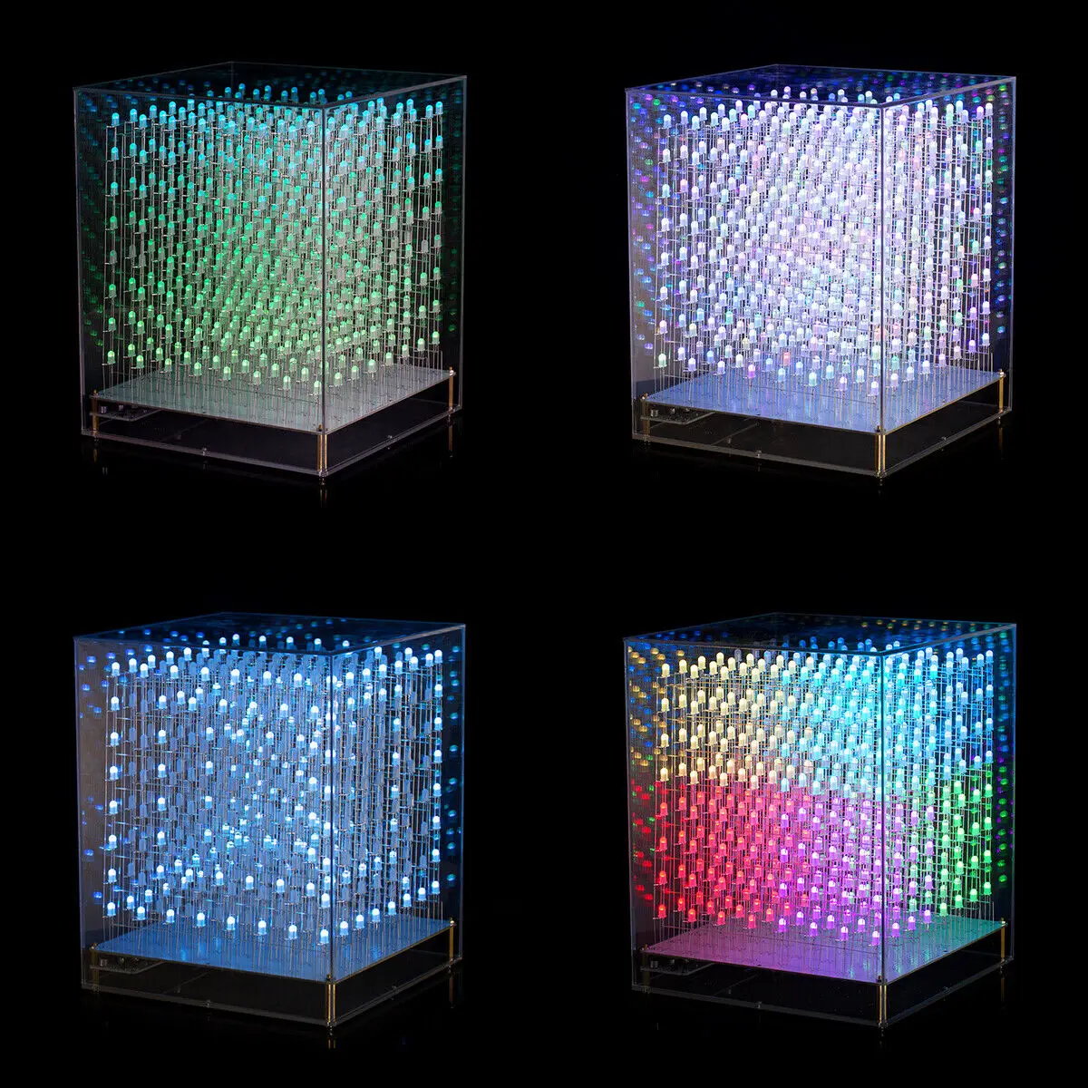 3D 8x8x8 Multi-color Led Cube Light Music Spectrum Animated Light Display Game