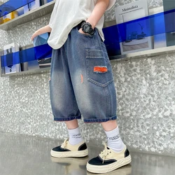 Teenage Summer Denim Capris Boys Denim Shorts Youth Jeans Fashion Children's Denim Shorts Kid Ripped Jeans 4 6 8 10 12 14Years