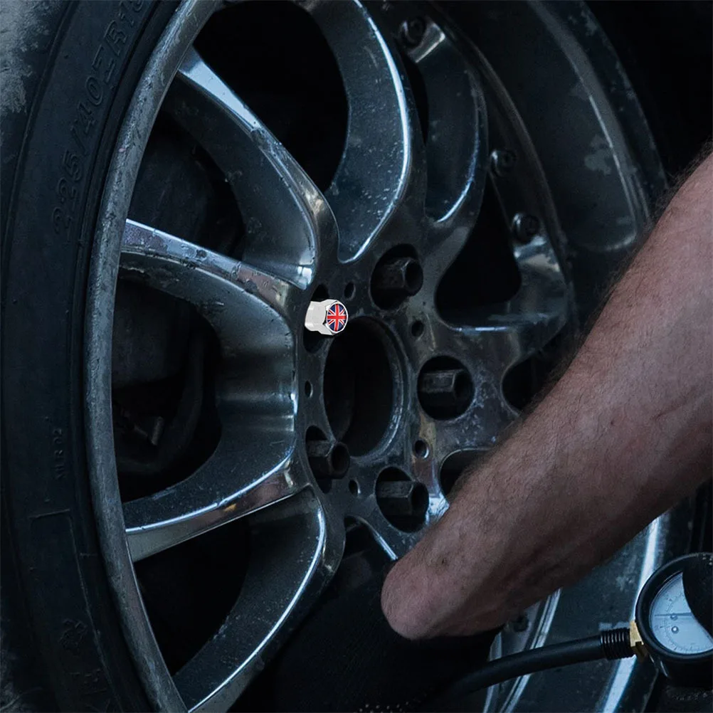 8개 세트 멋진 자동차 액세서리 영국 국기 밸브 스템 캡 내구성 있는 스테인리스 스틸 스타일리시 타이어 에어 캡 남녀용 휠 밸브 커버