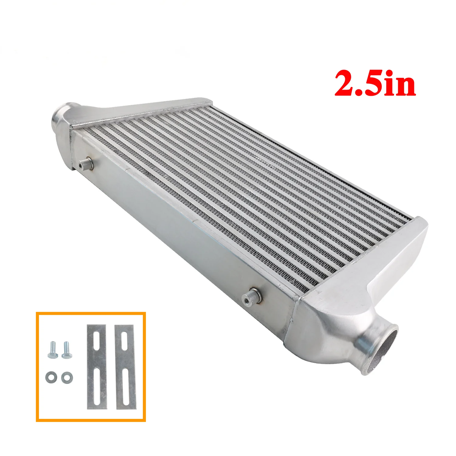 Intercooler Aluminium Universal Ukuran Besar 450X300X65Mm Inlet/Outlet 2.5 "Tabung & Dudukan Depan Sirip