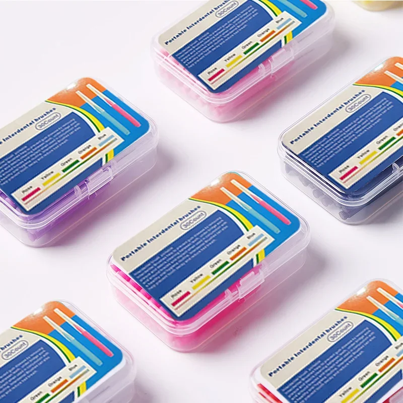 แปรงซอกฟัน 30 ชิ้น/กล่อง ขนาด 0.6-1.2 มม. สำหรับดูแลสุขภาพฟัน แปรงแบบดัน-ดึง ขจัดคราบอาหาร คราบพลัค ช่วยให้ฟันขาวสะอาด อุปกรณ์ทำความสะอาดช่องปาก