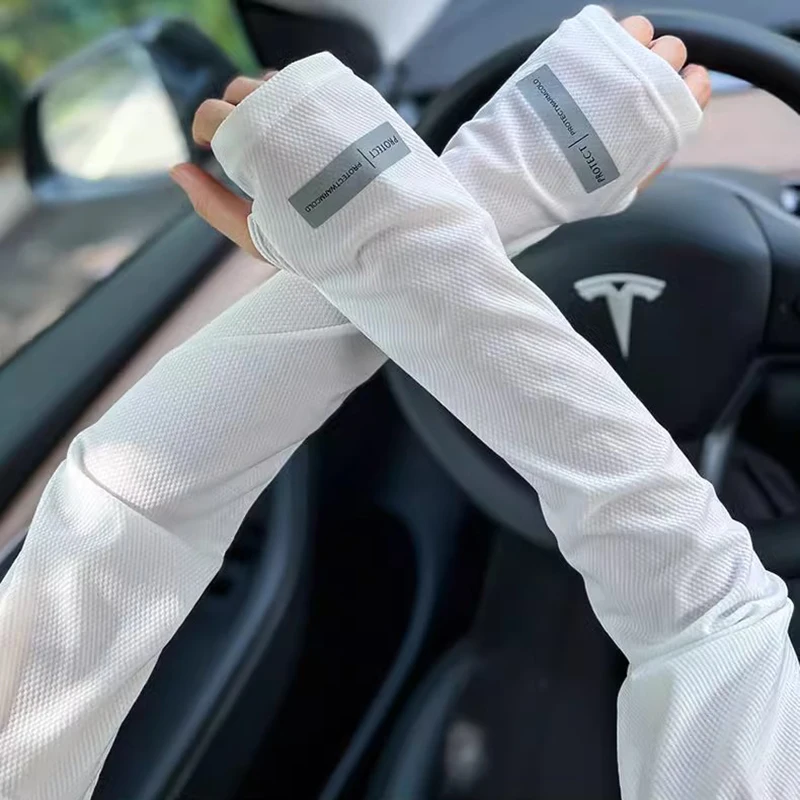 Summer New Unisex Outdoor UV Protection Arm Cover Sleeves Ice Sleeves Sunscreen Lightweight Breathable Elastic Driving Gloves