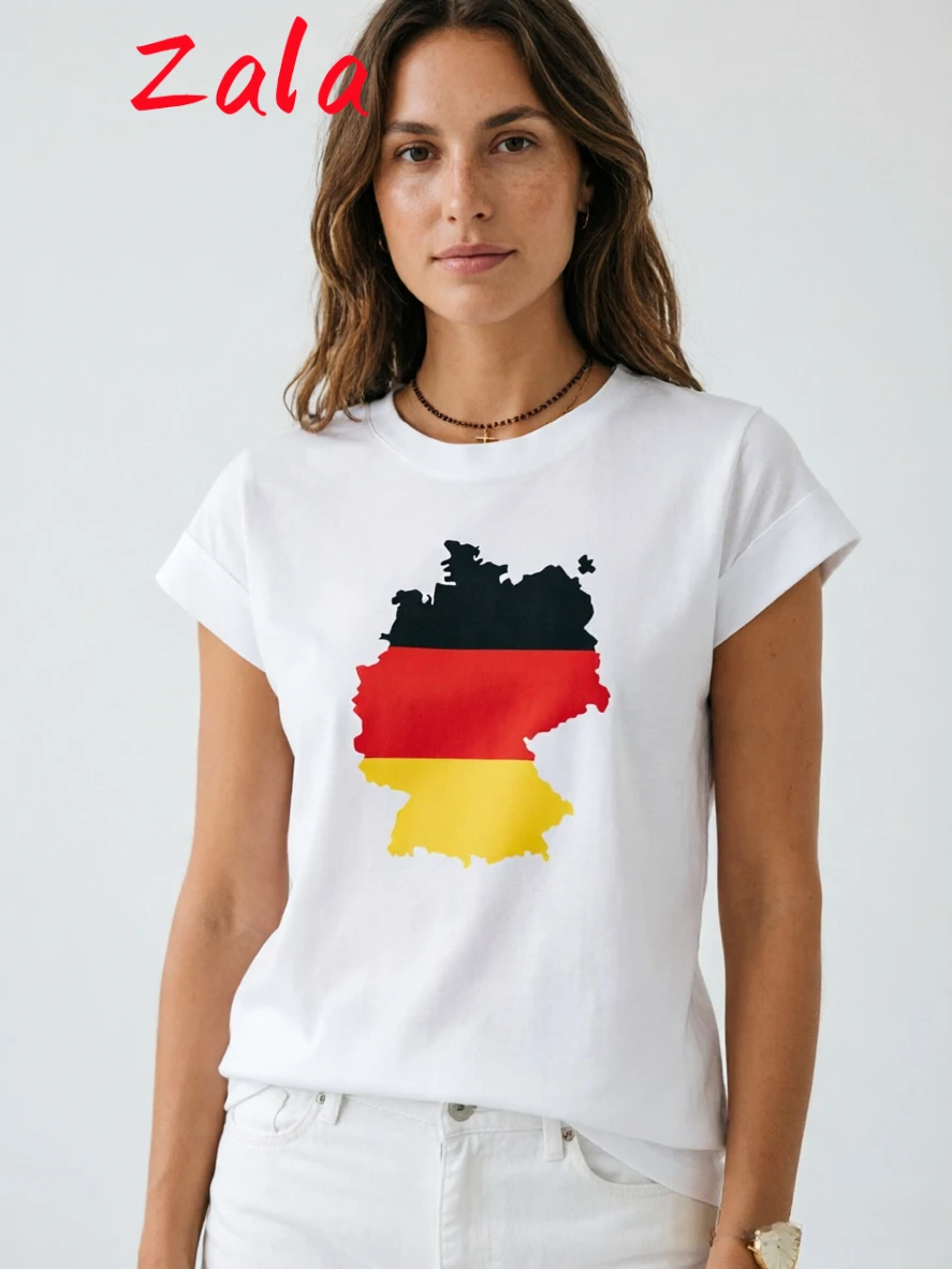 Qatar Sport Soccer Germany Printed Women's T-Shirt Casual Round Neck TShirts Football Trend Short Sleeve Female Graphic Tee Tops