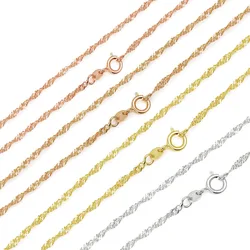 XP Jewelry -- 45 cm x 2 mm Rose Gold Color 14 k Light Tiny Water Wave Chains Necklaces for Women Matching Pendants