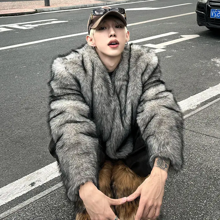 Pishuai Winter Autumn Winter Warm Thickened Fox Men's Short Fur Fashion Coat Trendy Clothing - view 6