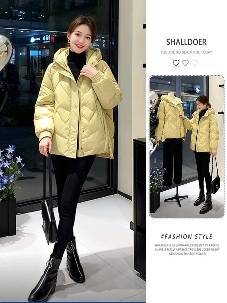 

Женская утепленная хлопковая куртка-пуховик на одной пуговице, повседневная зимняя верхняя одежда свободного кроя с круглым вырезом