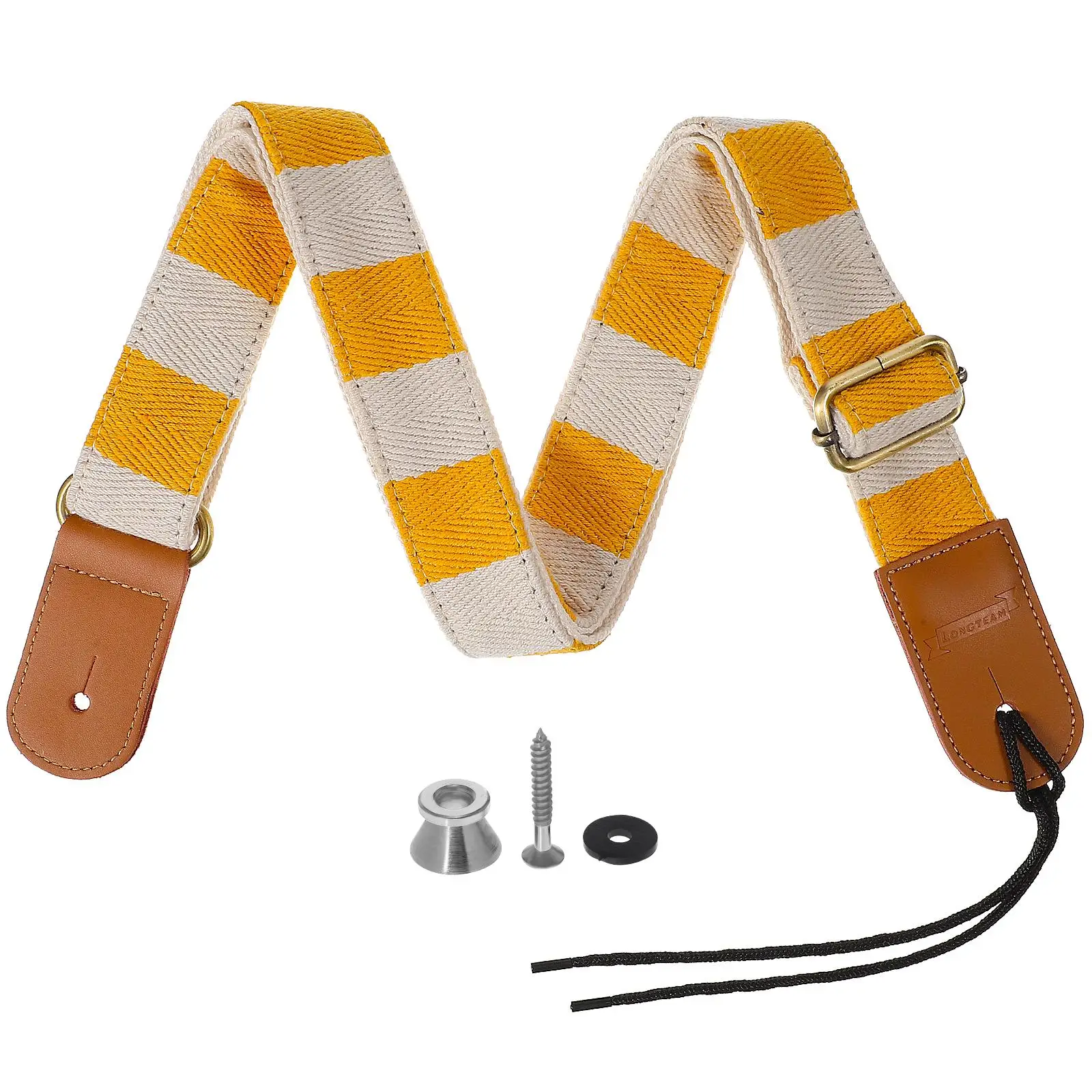 

Ukulele Orange Plaid Pin Style No Drill Accessories Straps for Men Shoulder Headstock