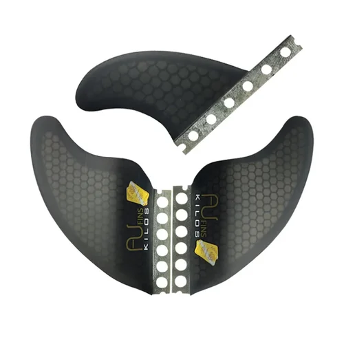 Imagen 1 del producto Aletas de tabla de surf FUTUER, construcción de panal de fibra de vidrio negra, cola de tabla de surf, aletas principales, aletas laterales, aletas dobles, Perfo mejorado