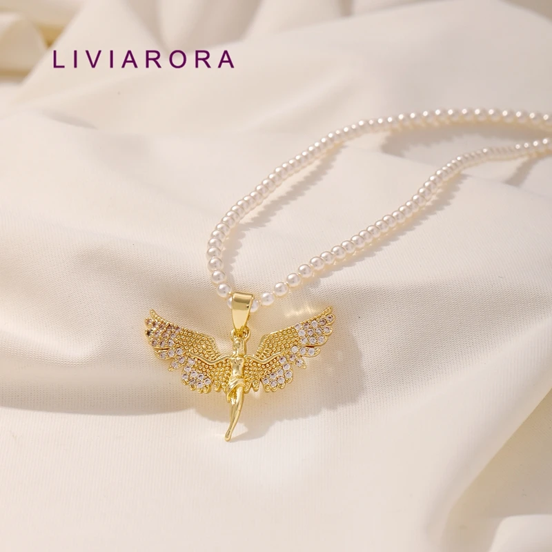 2Pcs 18K Gold Plated Metal Eagle Phoenix Dove Bird Pendant Brass With Zircon Swan Wing Animal Charms For Jewelry Necklace Making - view 2