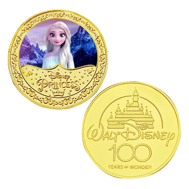 Frozen Princess Elsa Commemorative Coin Metal Coin Disney Cartoon Movie Character Lucky Coin Collection Coins Children Gift Toys